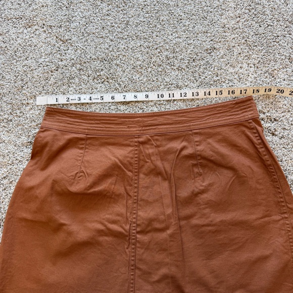 Madewell Frayed Hem Button-down Mini Skirt Sz 14 Burnt Sienna Cottonblend - Picture 8 of 8